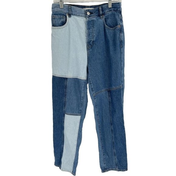 PacSun Denim - PacSun High Rise Straight Patchwork Jeans Sz 27 Button Fly Mom Jeans